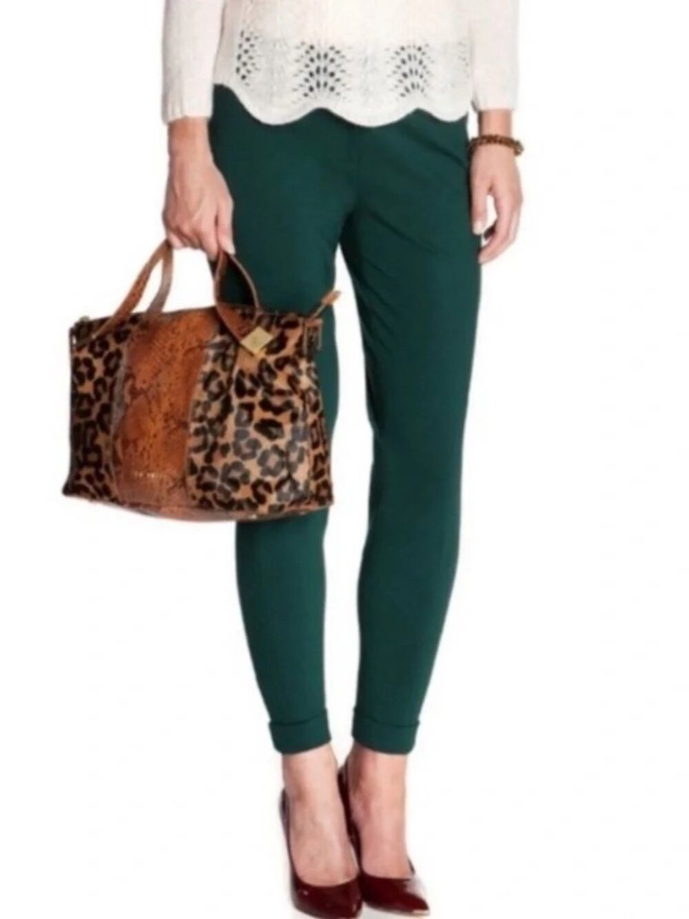 Ted Baker London Dark Green Trousers Dress Pants Cuffed Leg Size TB 2